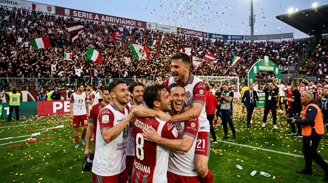 Celebración de equipo de Serie B tras lograr ascenso a la Serie A italiana