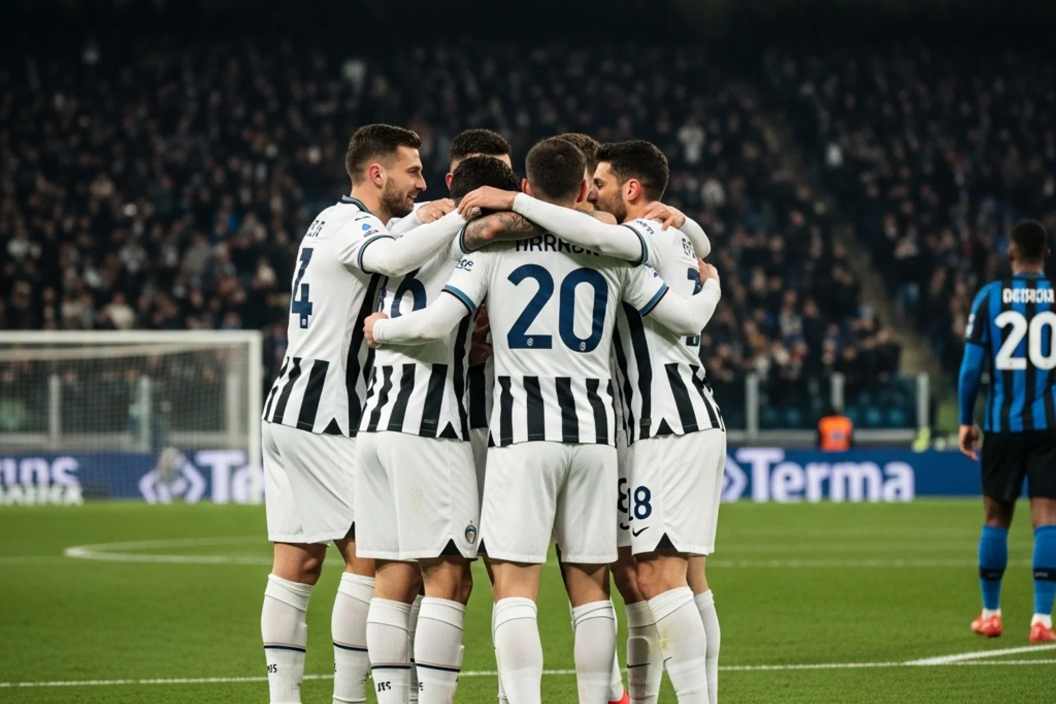 Jugadores de fútbol italiano celebrando gol para apuestas ambos marcan