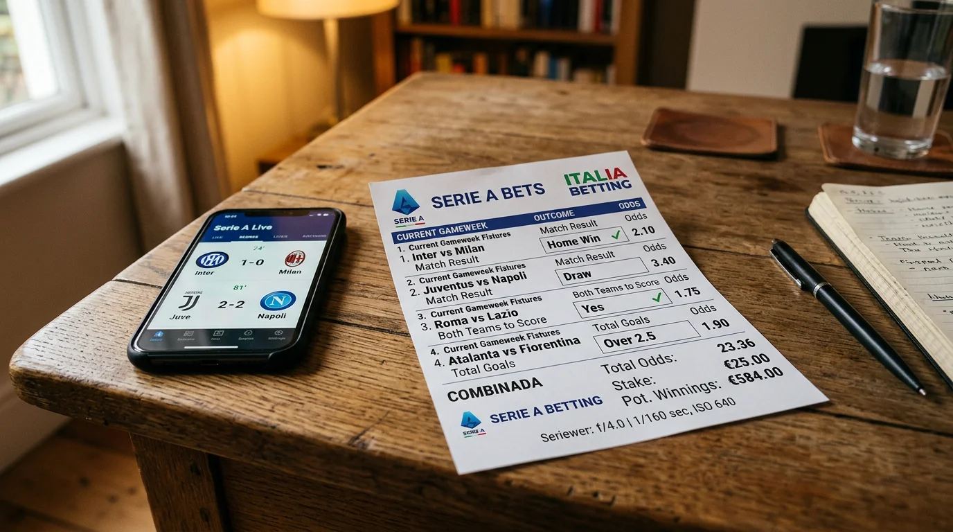 Boleto de apuestas combinadas con múltiples partidos de Serie A italiana