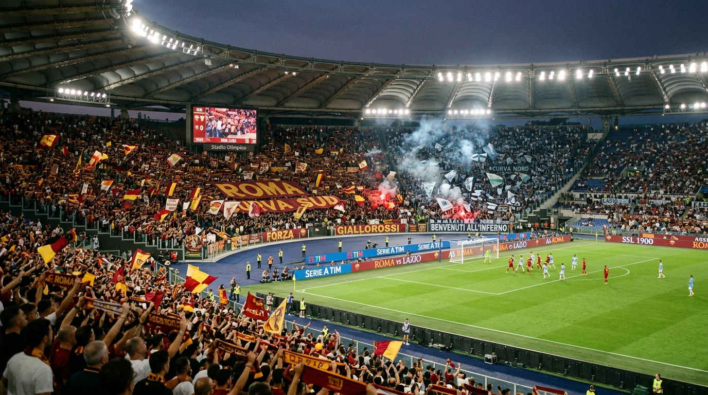 Estadio Olímpico de Roma durante el Derby della Capitale Roma vs Lazio