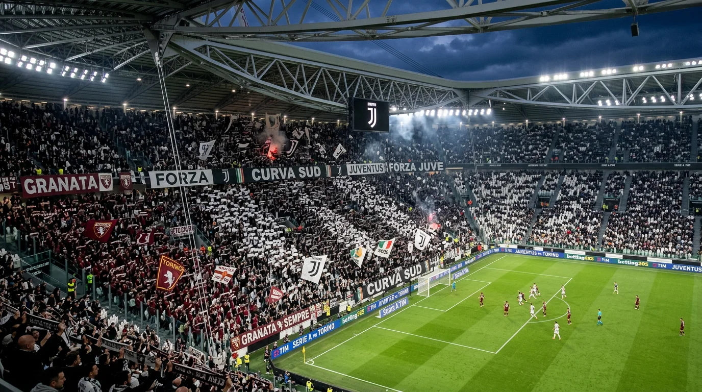 Estadio en Turín durante el Derby della Mole Juventus vs Torino